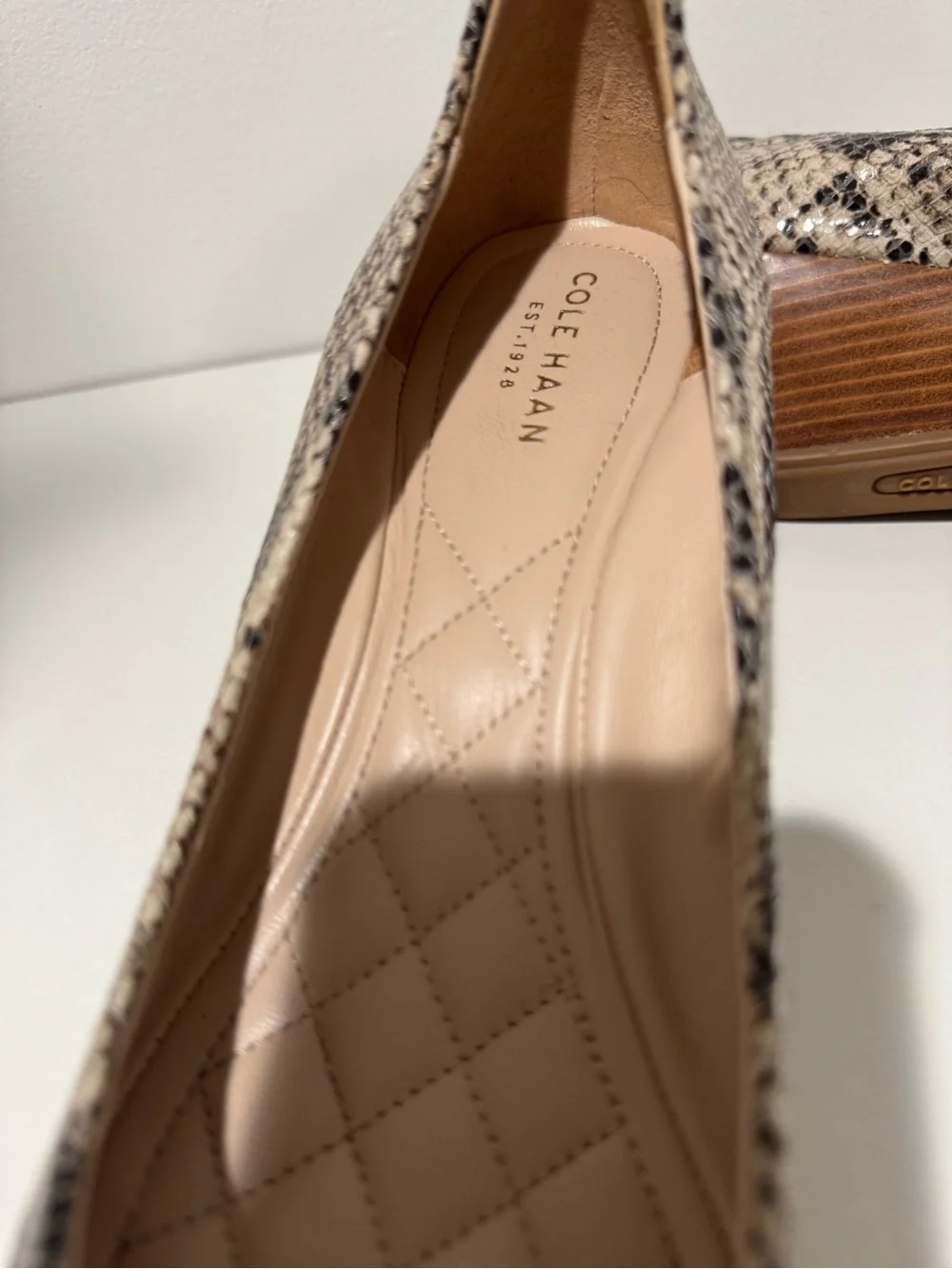 Cole Haan Snake-Print Bow Wedge Pumps - Beige/Tan